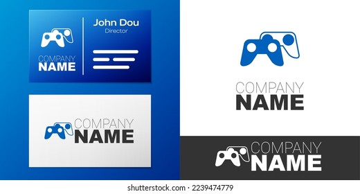 Logotype Game controller or joystick for game console icon isolated on white background. Logo design template element. Vector