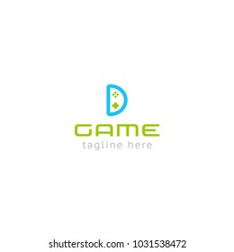 Logotype game, logo vector for game studio, shops, store toys, kids centre, joystick, prefix