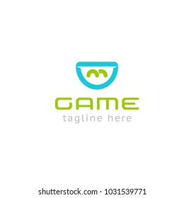 Logotype game, logo vector for game studio, shops, store toys, kids centre, joystick, prefix