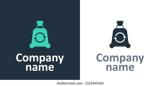 Logotype Garbage bag with recycle symbol icon isolated on white background. Trash can icon. Recycle basket sign. Logo design template element. Vector