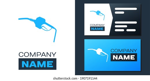 Logotype-Benzinpumpendüse Symbol einzeln auf weißem Hintergrund. Kraftstoffpumpe Tankstelle. Schild für den Tankdienst. Tankstellensymbol. Logo-Design-Element. Vektorgrafik.