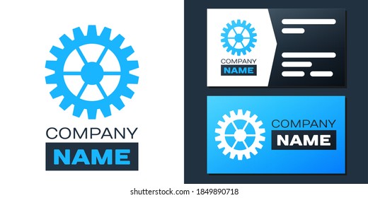 Logotype Gear icon isolated on white background. Cogwheel gear settings sign. Cog symbol. Logo design template element. Vector.
