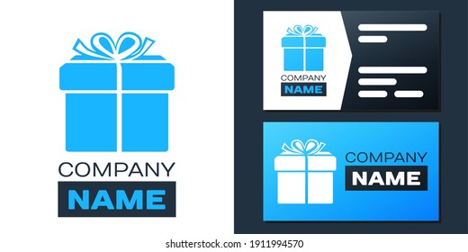 Logotype Gift box icon isolated on white background. Logo design template element. Vector.