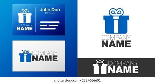 Logotype Gift box icon isolated on white background. Logo design template element. Vector