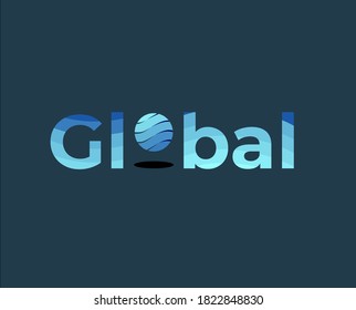 Logotype Global with Globe as letter O. vector logo design template for company. industry. technology. multimedia