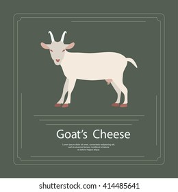 Logotype of goat's cheese in modern flat design. Perfect organic farm products banner or flyer. Vector illustration. eps 10