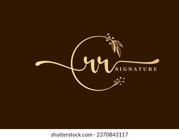 logotype gold signature initial rr logo design isolated leaf and flower