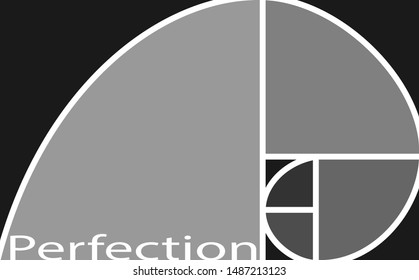 Logotype gold spiral. Fibonacci sequence