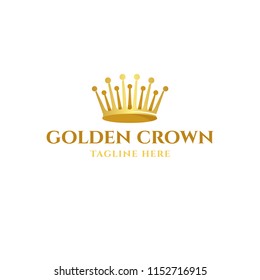 Logotype Golden crown, logo vector for shop, store, sale, material, art, king, beauty salon