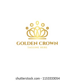 Logotype Golden crown, logo vector for shop, store, sale, material, art, king, beauty salon