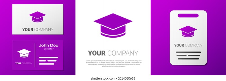 Logotype Graduation cap icon isolated on white background. Graduation hat with tassel icon. Logo design template element. Vector