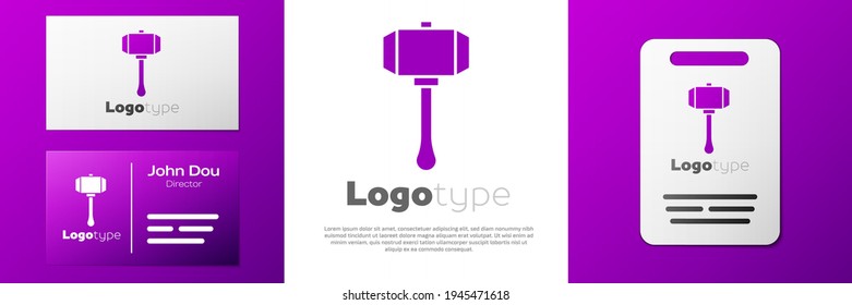 Logotype Hammer icon isolated on white background. Tool for repair. Logo design template element. Vector