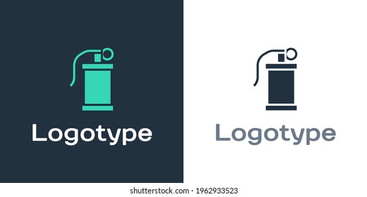 Logotype Hand smoke grenade icon isolated on white background. Bomb explosion. Logo design template element. Vector