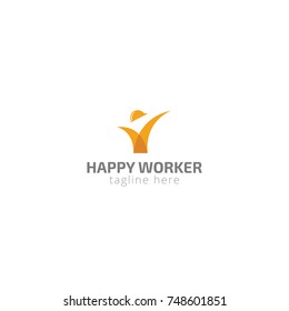 Logotype happy worker for company, labor protection, safety, quality, safety,  sale. Logo vector illustration