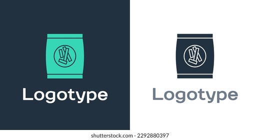 Logotype Hard bread chucks crackers icon isolated on white background. Logo design template element. Vector Illustration