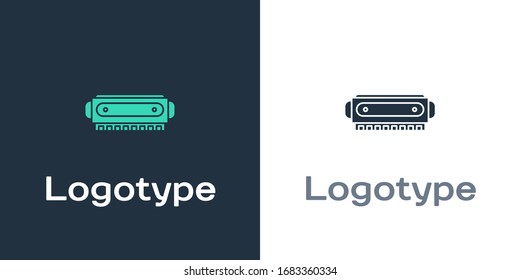 Logotype Harmonica icon isolated on white background. Musical instrument. Logo design template element. Vector Illustration
