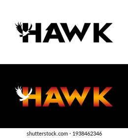 Logotype with hawk character and gradient color. Vector illustration