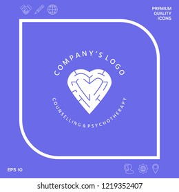 Logotype - a heart with the labirint - a symbol of the search for love, happiness, rapport. Graphic elements for your design