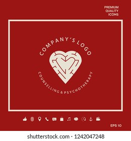 Logotype - a heart with the labirint - a symbol of the search for love, happiness, rapport. Graphic elements for your design