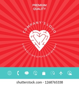 Logotype - a heart with the labirint - a symbol of the search for love, happiness, rapport. Graphic elements for your design