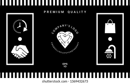 Logotype - a heart with the labirint - a symbol of the search for love, happiness, rapport. Graphic elements for your design