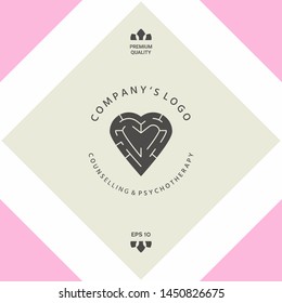 Logotype - a heart with the labirint - a symbol of the search for love, happiness, rapport. Graphic elements for your design