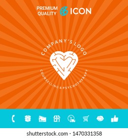 Logotype - a heart with the labirint - a symbol of the search for love, happiness, rapport. Graphic elements for your design