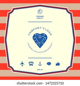 Logotype - a heart with the labirint - a symbol of the search for love, happiness, rapport. Graphic elements for your design
