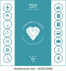 Logotype - a heart with the labirint - a symbol of the search for love, happiness, rapport. Graphic elements for your design