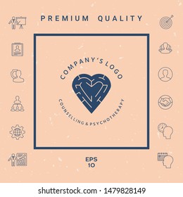 Logotype - a heart with the labirint - a symbol of the search for love, happiness, rapport. Graphic elements for your design