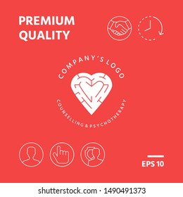 Logotype - a heart with the labirint - a symbol of the search for love, happiness, rapport. Graphic elements for your design