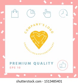 Logotype - a heart with the labirint - a symbol of the search for love, happiness, rapport. Graphic elements for your design