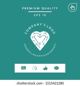 Logotype - a heart with the labirint - a symbol of the search for love, happiness, rapport. Graphic elements for your design