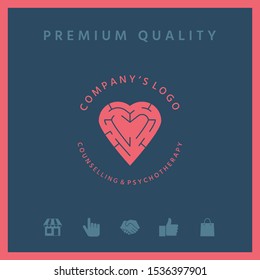 Logotype - a heart with the labirint - a symbol of the search for love, happiness, rapport. Graphic elements for your design