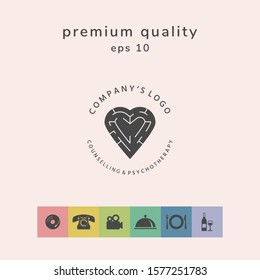 Logotype - a heart with the labirint - a symbol of the search for love, happiness, rapport. Graphic elements for your design