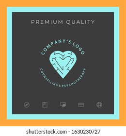 Logotype - a heart with the labirint - a symbol of the search for love, happiness, rapport. Graphic elements for your design