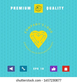 Logotype - a heart with the labirint - a symbol of the search for love, happiness, rapport. Graphic elements for your design
