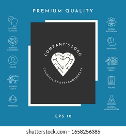 Logotype - a heart with the labirint - a symbol of the search for love, happiness, rapport. Graphic elements for your design