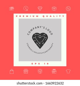 Logotype - a heart with the labirint - a symbol of the search for love, happiness, rapport. Graphic elements for your design