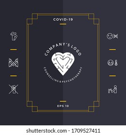 Logotype - a heart with the labirint - a symbol of the search for love, happiness, rapport. Graphic elements for your design