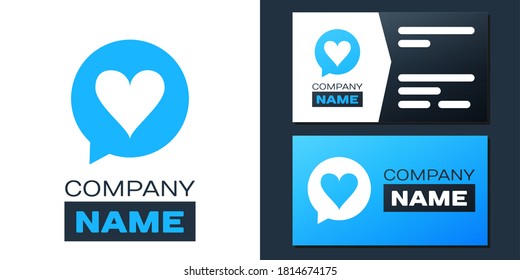 Logotype Heart in speech bubble icon isolated on white background. Heart shape in message bubble. Love sign. Valentines day symbol. Logo design template element. Vector.
