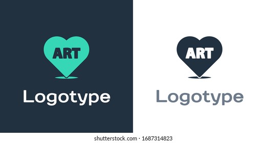 Logotype Heart with text art icon isolated on white background. Logo design template element. Vector Illustration