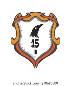 logotype with heraldic elements and head of eagle