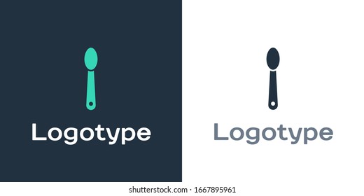 Logotype Heroin in a spoon icon isolated on white background. Concept of drug addiction and dependence from the narcotic. Junkie lifestyle. Logo design template element. Vector Illustration