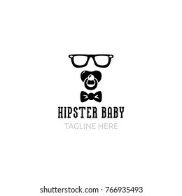 Logotype hipster baby, logo vector nipple, baby store cool