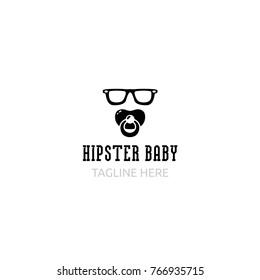 Logotype hipster baby, logo vector nipple, baby store cool
