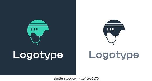 Logotype Hockey helmet icon isolated on white background. Logo design template element. Vector Illustration