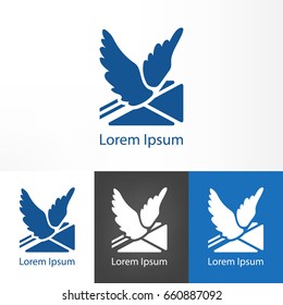 Logotype of homing pigeon. Abstract illustration. Vector abstract image.