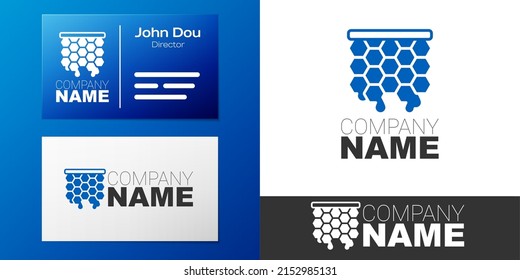 Logotype Honeycomb icon isolated on white background. Honey cells symbol. Sweet natural food. Logo design template element. Vector