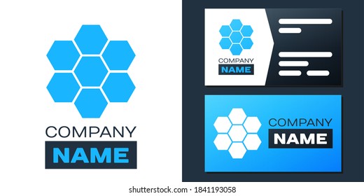 Logotype Honeycomb sign icons isolated on background. Honey cells symbol. Sweet natural food. Logo design template element. Vector.